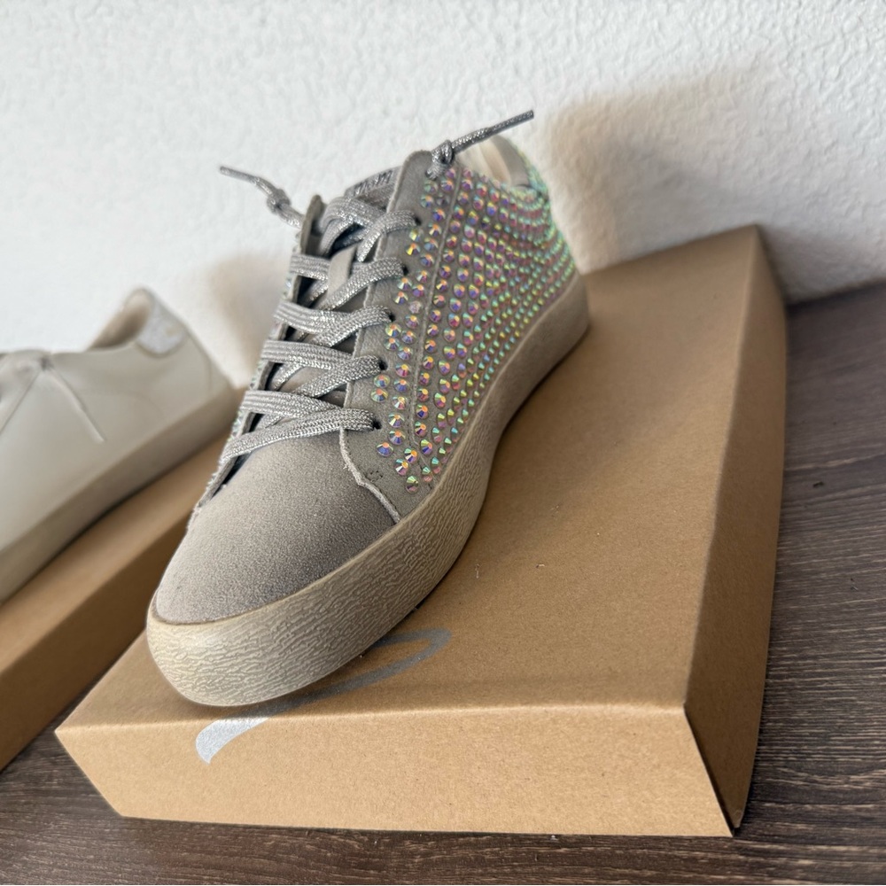 Gray Rhinestone Women's Sneakers